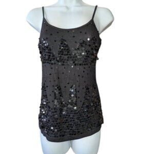 *3 FOR $9* Forever 21 Solid Dark Sequin Sleeveless Spaghetti Strap Tank Top M